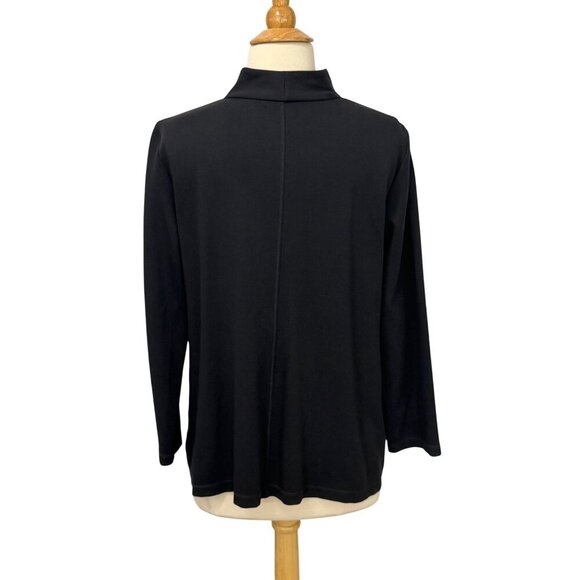 Eileen Fisher System Black Ponte Knit Jacket Stand Collar Full Zip Tencel Size M - Picture 4 of 9